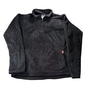 THE North Face Furry Fleece Quarter Zip Pullover‎ Jacket large GUC black
